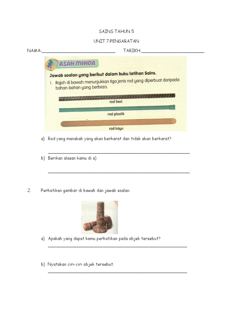 SAINS TAHUN 5 Pengaratan | PDF