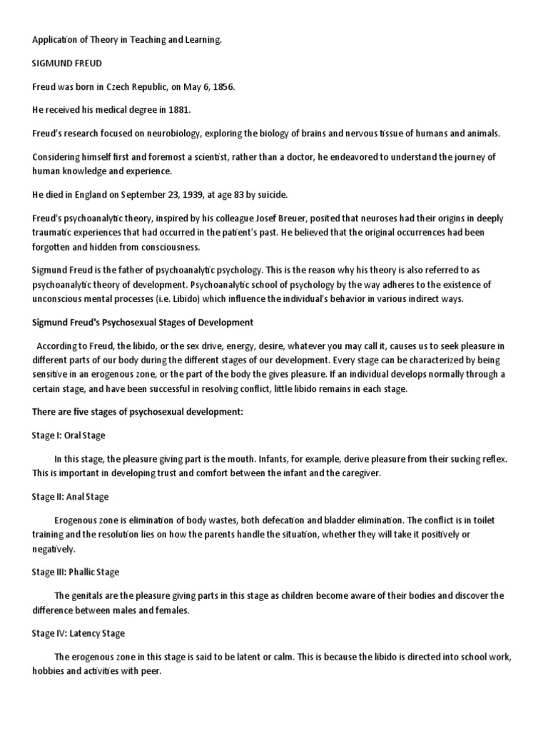 Application of Theory in Teaching and Learning | PDF | Sigmund Freud ...