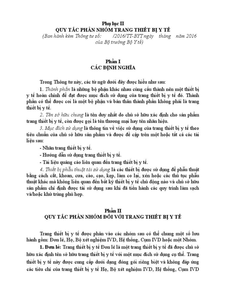 Phu Luc II. Quy Tac Phan Nhom Trang Thiet Bi y Te | PDF