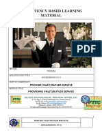 Competency Based Learning Material: Provide Valet/Butler Service Providing Valet/Butler Service