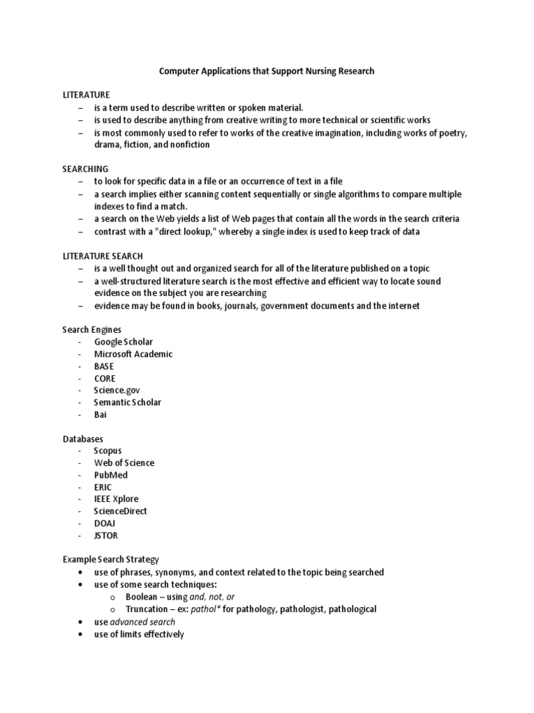 Computer Applications That Support Nursing Research | PDF