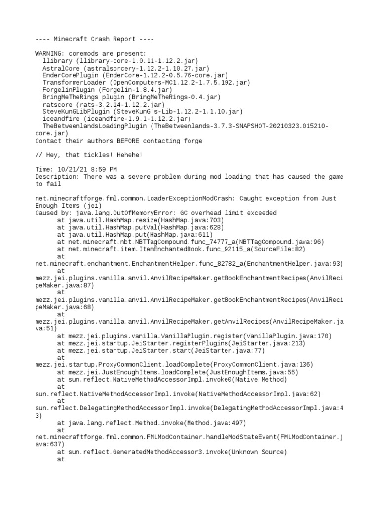 Crash 2021 10 21 - 20.59.40 Client | PDF | Java (Programming Language ...