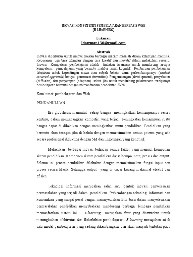 Inovasi Kompetensi Pembelajaran Berbasis Web Pdf