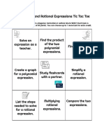 Polynomials and Rational Expressions Tic Tac Toe