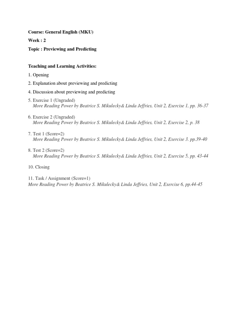 Previewing and Predicting in English | PDF