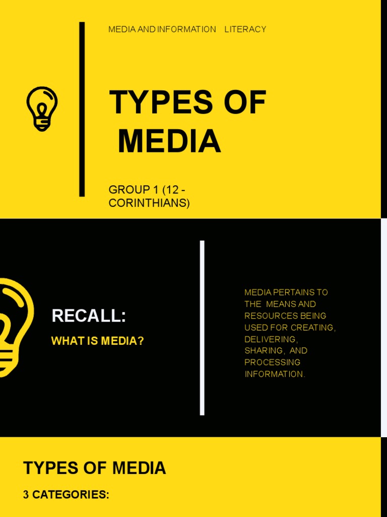 Types of Media and Literacy Overview | PDF | Mass Media | New Media