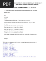 Python Programming Lab Manual: 1. Write A Program To Demonstrate Different Number Datatypes in Python