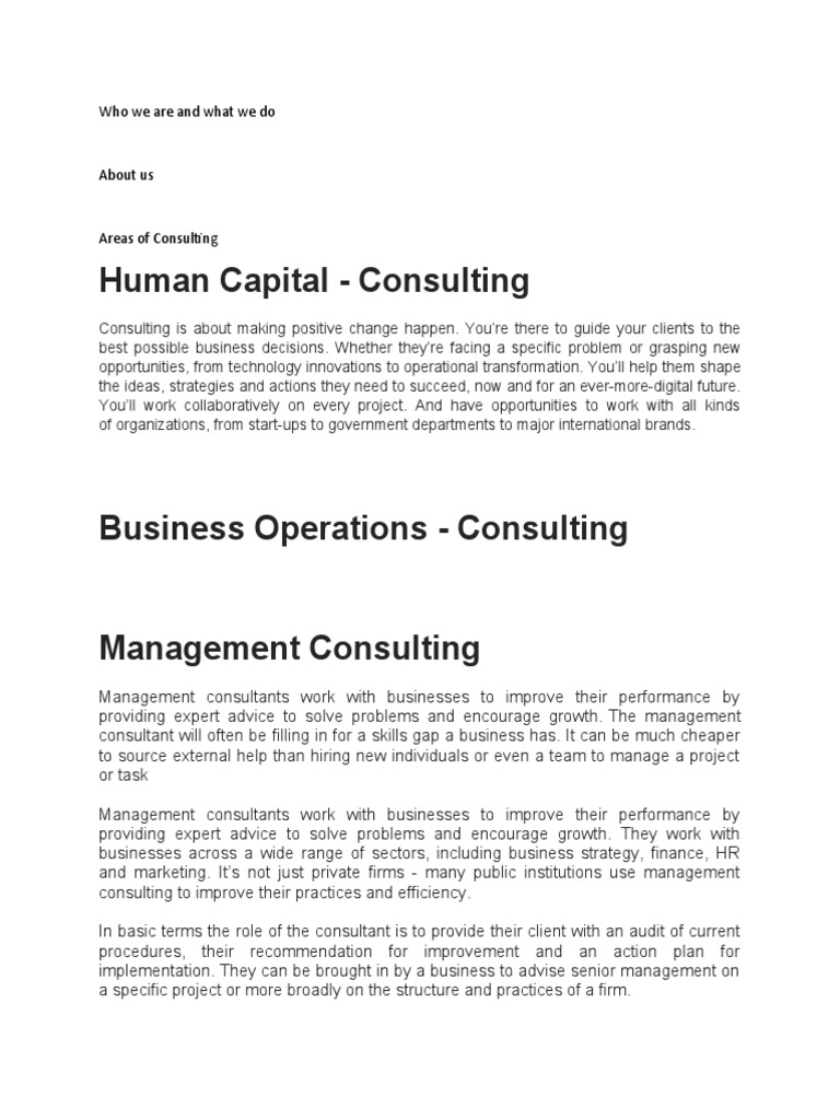 Who We Are and What We Do | PDF | Consultant | Expert
