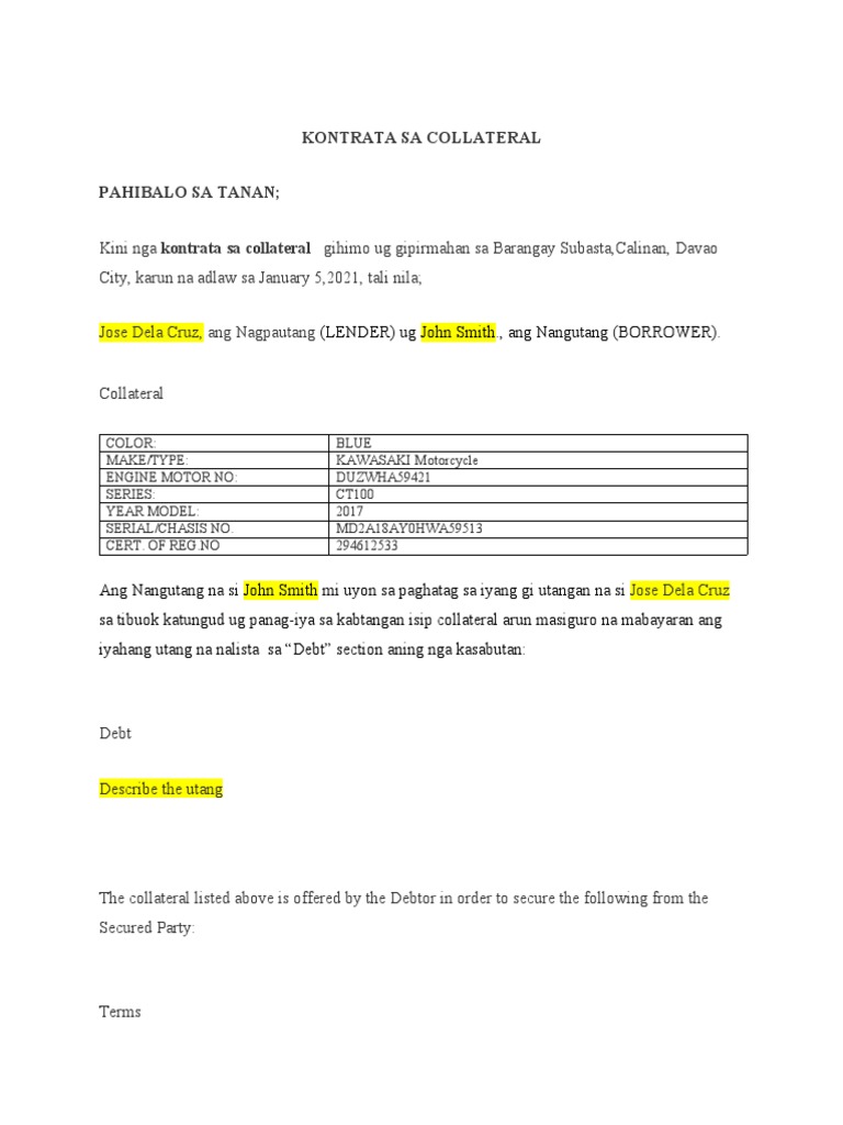 Kasabutan sa Collateral sa Utang | PDF