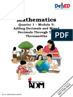 Mathematics: Quarter 1 - Module 5: Adding Decimals and Mixed Decimals Through Ten Thousandths