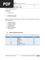 Programming Fundamentals Lab 03