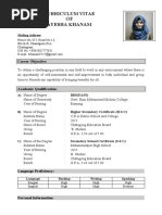 Curriculum Vitae OF Ayesha Khanam: Career Objective