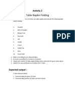 Activity 2 Table Napkin Folding