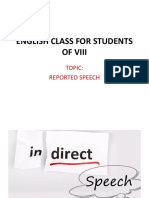 English Class For Students of Viii: Topic: Reported Speech