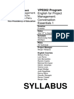 Syllabus: English For Project Management: Conversation Essentials 1
