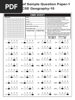 Solutions of Sample Question Paper-1 ICSE Geography-10: Omr Sheet