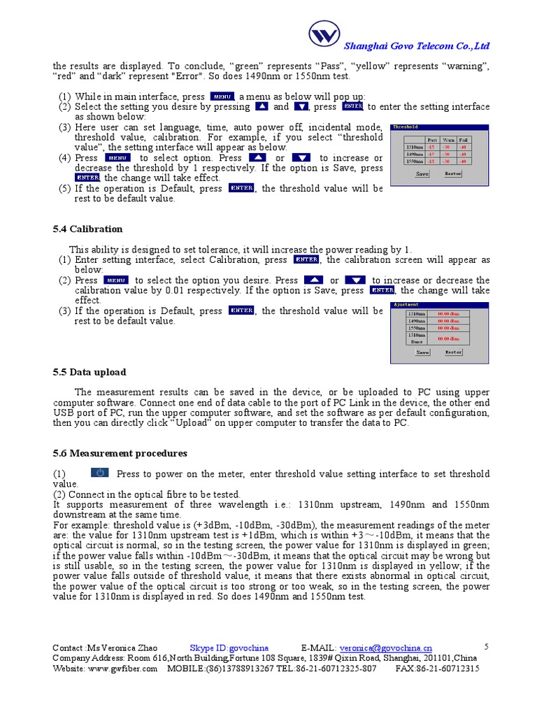GW3201 PON Power Meter 5 PDF Personal Computers Calibration