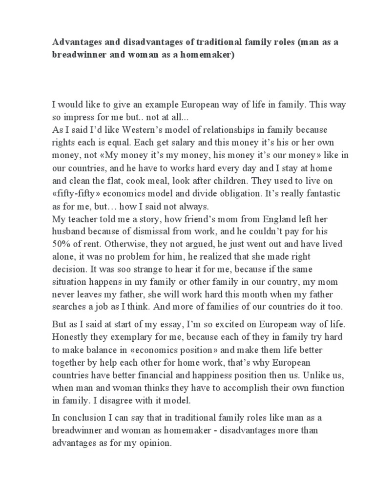 Disadvantages of Traditional Family Roles | PDF | Self-Improvement
