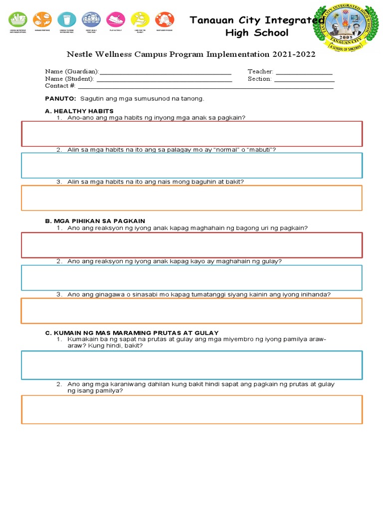Wellness Worksheet PDF