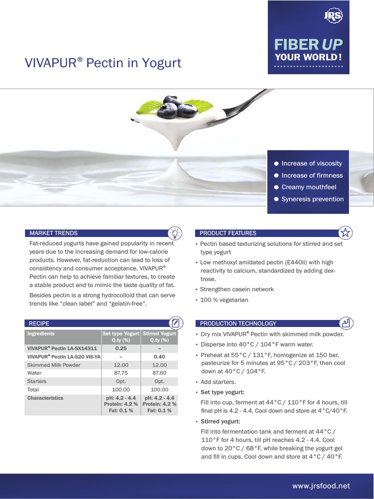 VIVAPUR Pectin in Yogurt Your World ! PDF Yogurt Milk