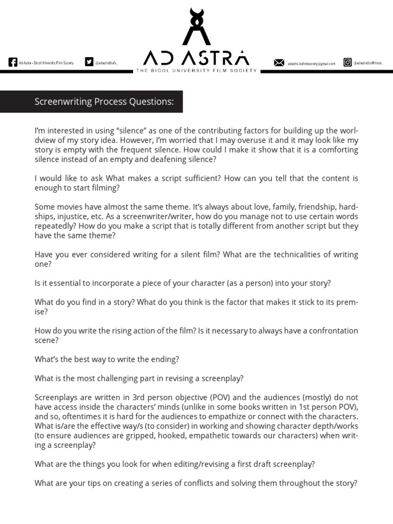Questions and Program Flow PDF Screenplay Screenwriting