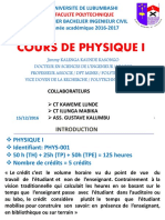 Cours de Physique i Introduction 1 2016