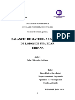 Balances de Materia A Una Línea de Lodos de Una Edar Urbana