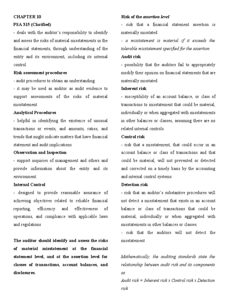Tolerable Misstatement Specified For The Assertion PDF Audit Internal Control