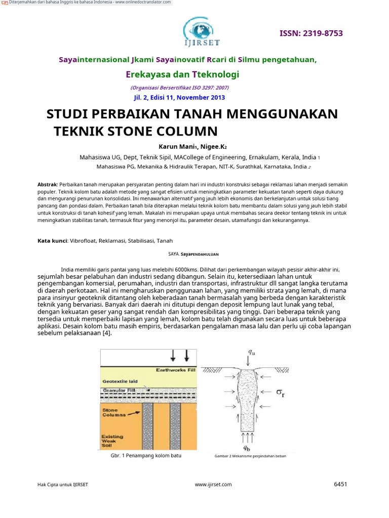 Teknik Kolom Batu untuk Perbaikan Tanah | PDF | Sains & Matematika