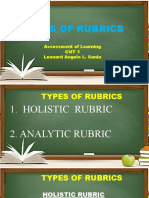 Types of Rubrics: Assessment of Learning CMT 1 Leonard Angelo L. Sanin