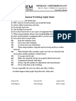 Mechanical Workshop Safety Rules: Phthalic Anhydride Plant