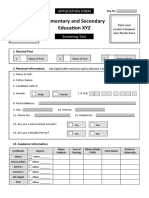 Elementary and Secondary Education XYZ: Application Form