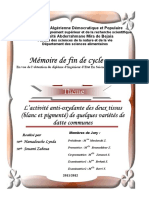 L'Activité Anti-Oxydante Des Deux Tissus (Blanc Et Pigmenté) de Quelques Variétés de Datte Communes