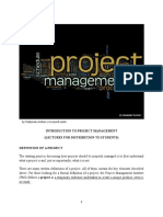 Introduction To Project Management (Lectures For Distribution To Students) Definition of A Project