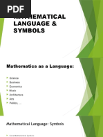 Mathematical Language & Symbols