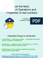 Just The Facts: Order of Operations and Properties of Real Numbers