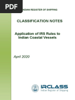 Classification Notes: Application of IRS Rules To Indian Coastal Vessels