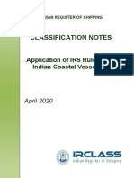 Classification Notes: Application of IRS Rules To Indian Coastal Vessels