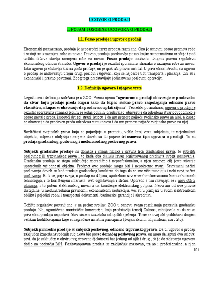 Ugovor U Prodaji Iz Knjige | PDF