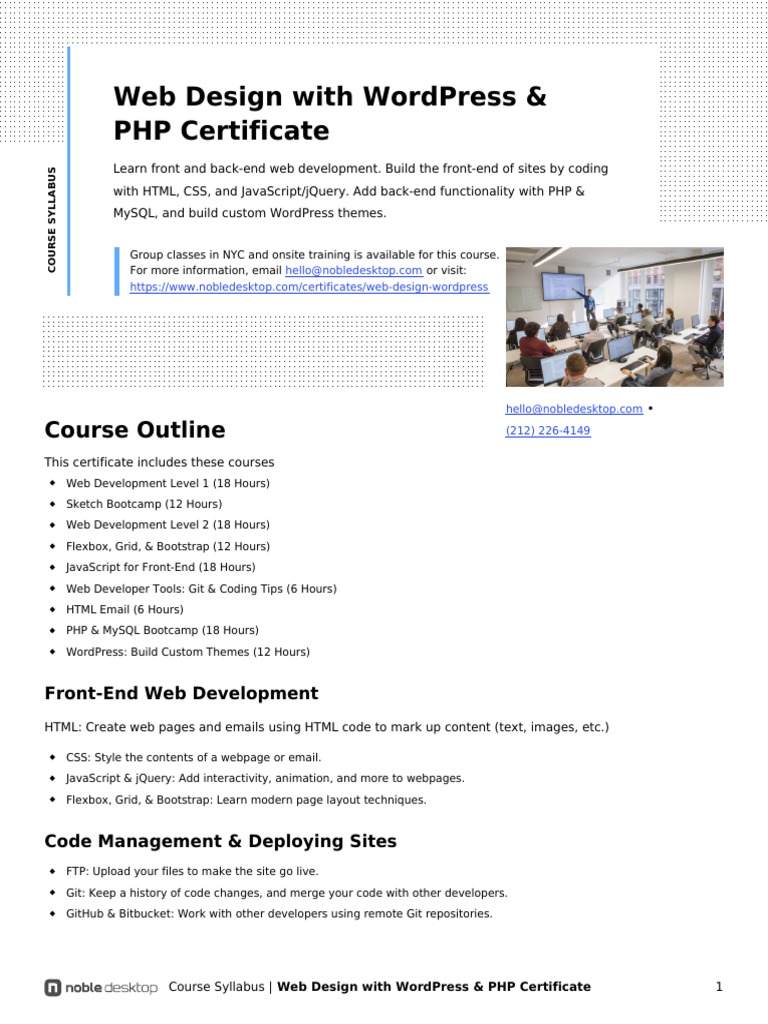 Web Design With Wordpress & PHP Certificate: Course Outline | PDF ...