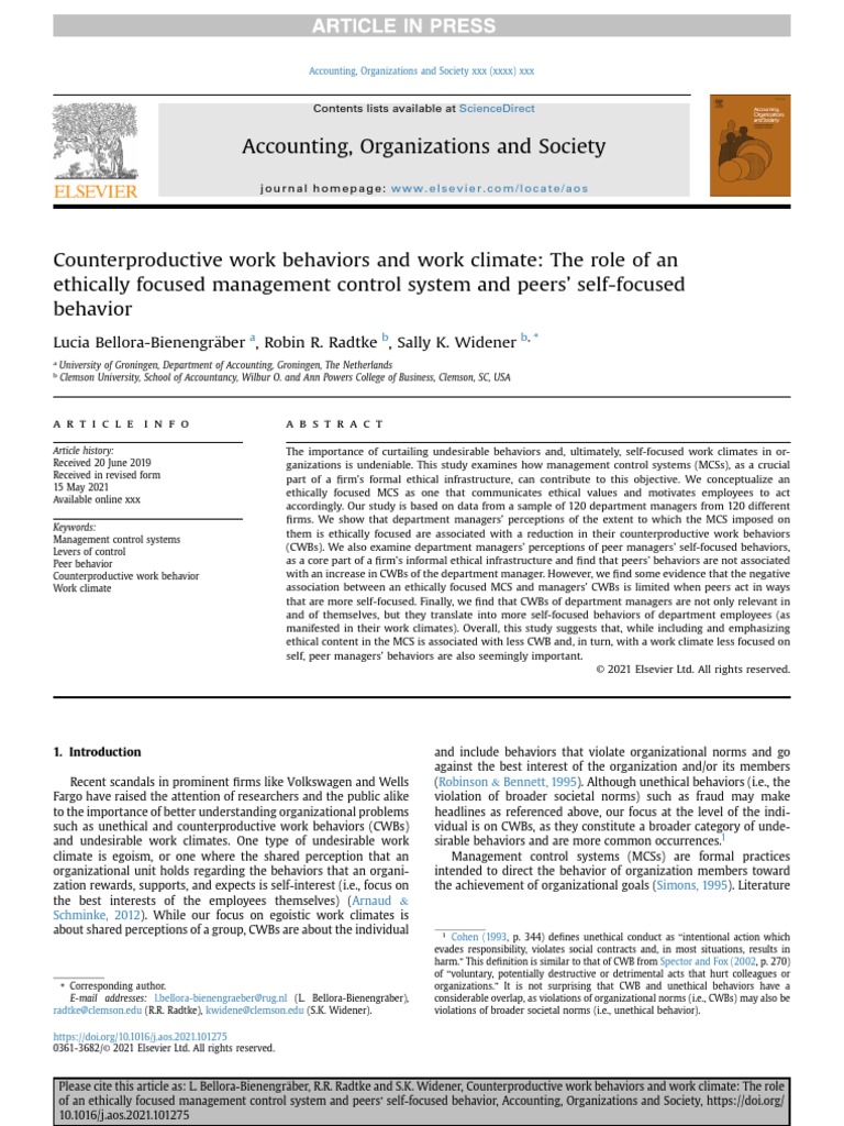 Accounting, Organizations and Society Lucia BelloraBienengr Aber