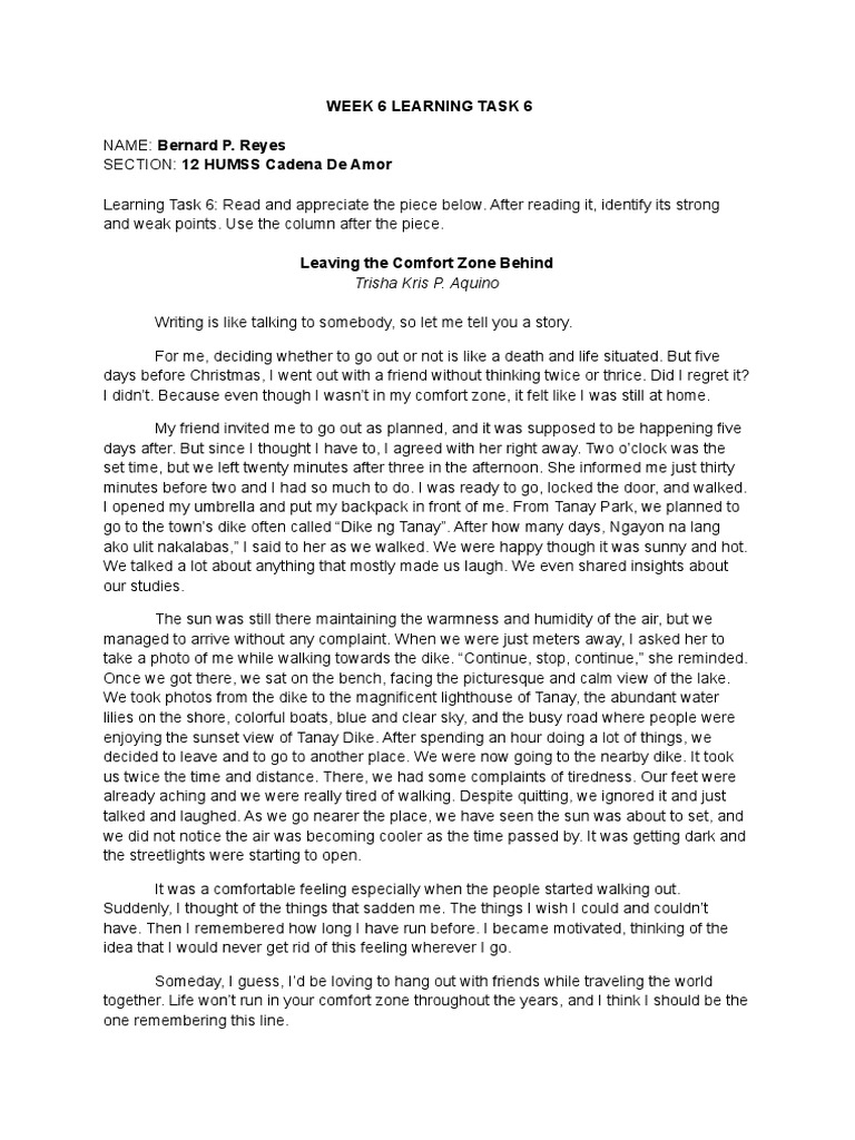 Exploring Beyond Comfort Zones | PDF | Language Arts & Discipline ...