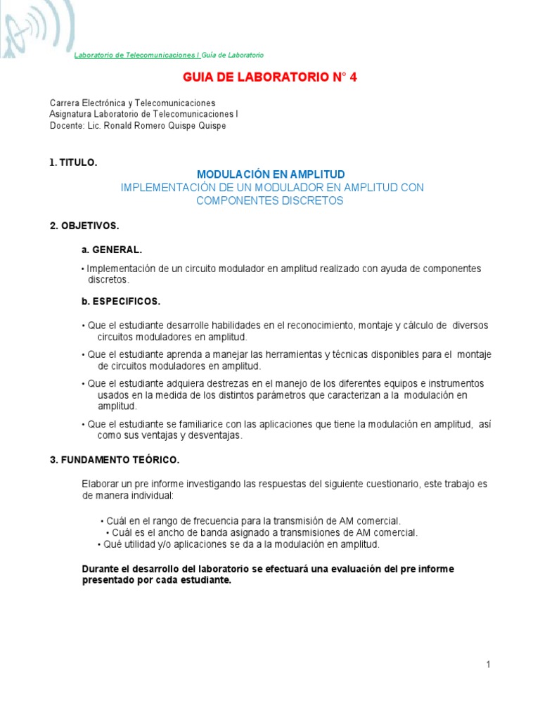 Implementación de Modulador AM | PDF | Modulación | Telecomunicaciones