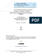 DR Hadj Dahmane, Naissance de La Communication Culturelle D'expression Française en Algérie