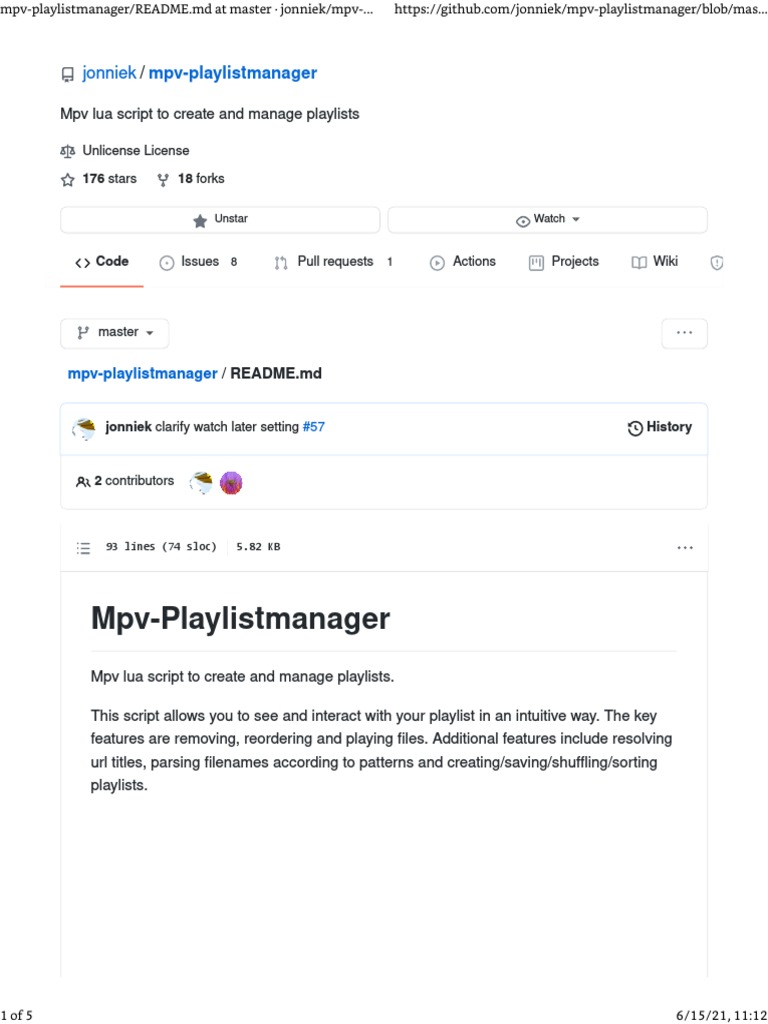 MPV Playlistmanager PDF Keyboard Shortcut Software Development