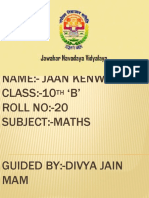 Name:-Jaan Kenwat CLASS:-10 B' ROLL NO:-20 Subject:-Maths
