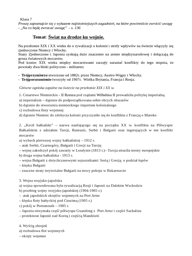 Historia świat Na Drodze Ku Wojnie
