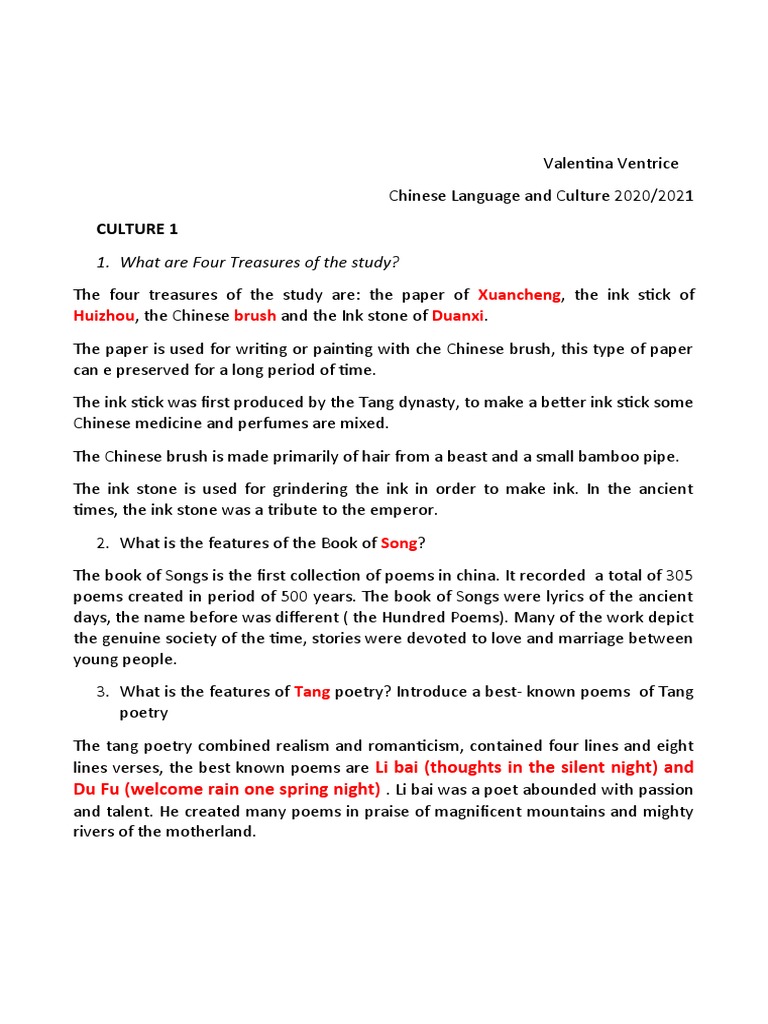 CHINESE Homework. | PDF | Cantonese Cuisine | Tea