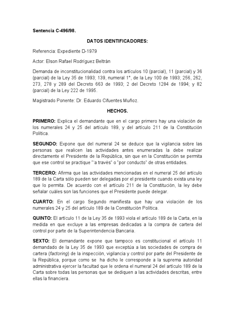 Sentencia C 496-98 | PDF | Gobierno | Ley Pública