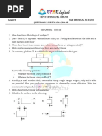 ST - Peter'S Model School Grade: 8 Sub: Physical Science Questionnaire For Sa1 (2021-22)